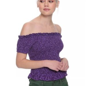 Her Universe Destination Disney The Little Mermaid Ariel Smocked Shell Top M